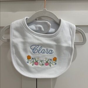 ‘Clara’ Monogrammed Bib with Girly Fall Embroidered Detail NWOT